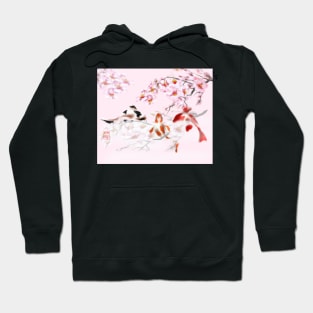 Pretty in pink koi carp with watercolour sakura sumi-e Hoodie